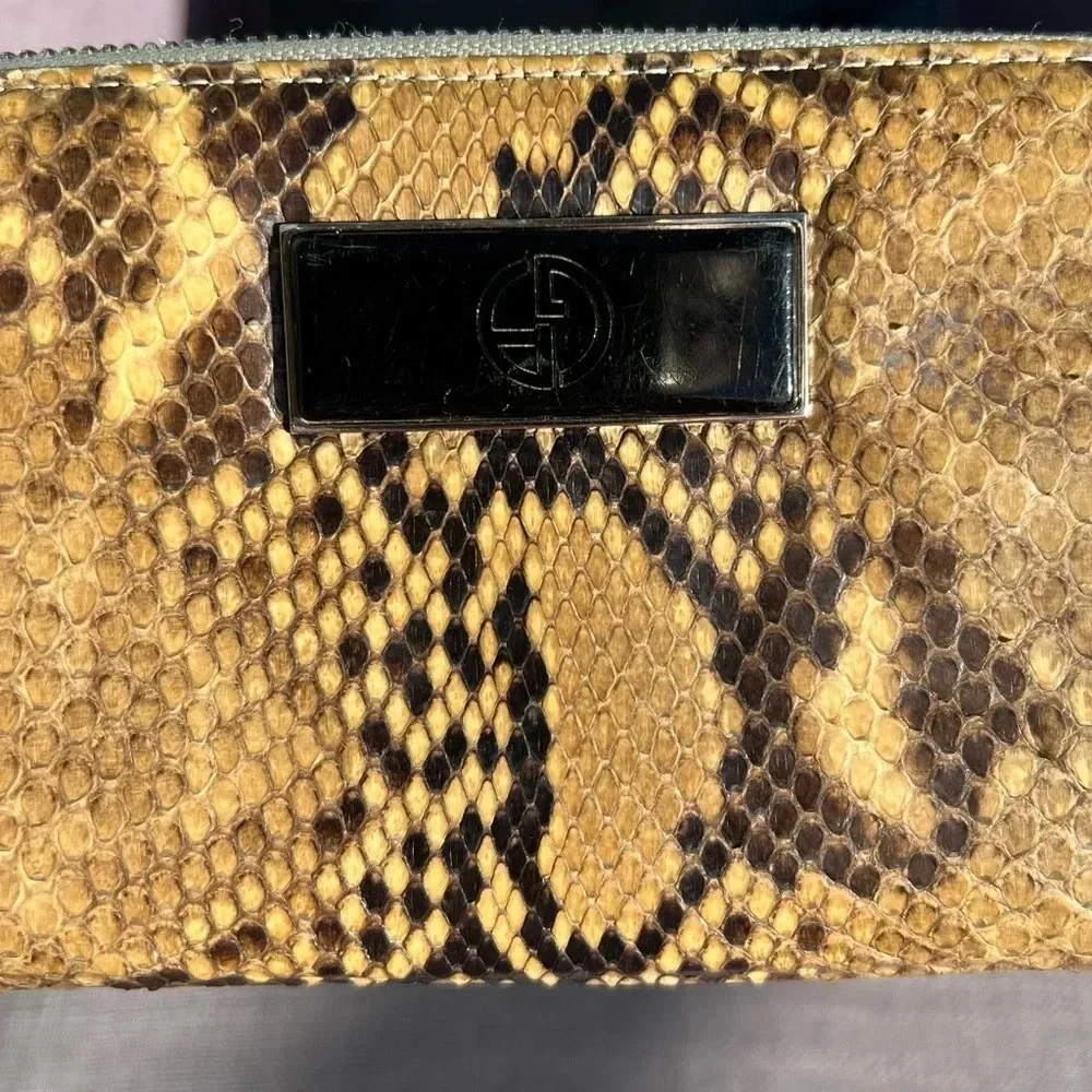 Giorgio Armani Snakeskin Zip Around Continental Wallet